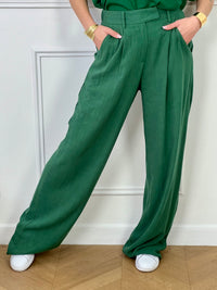 Green linen trousers: Loman