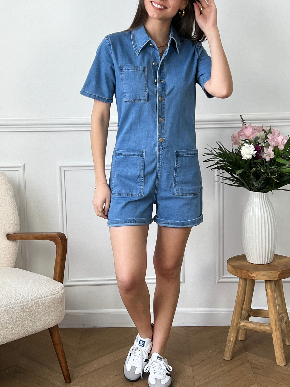 Combishort en jean : Alisa