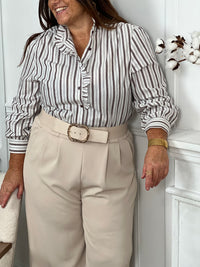 Ecru patterned oversized shirt: Capucine