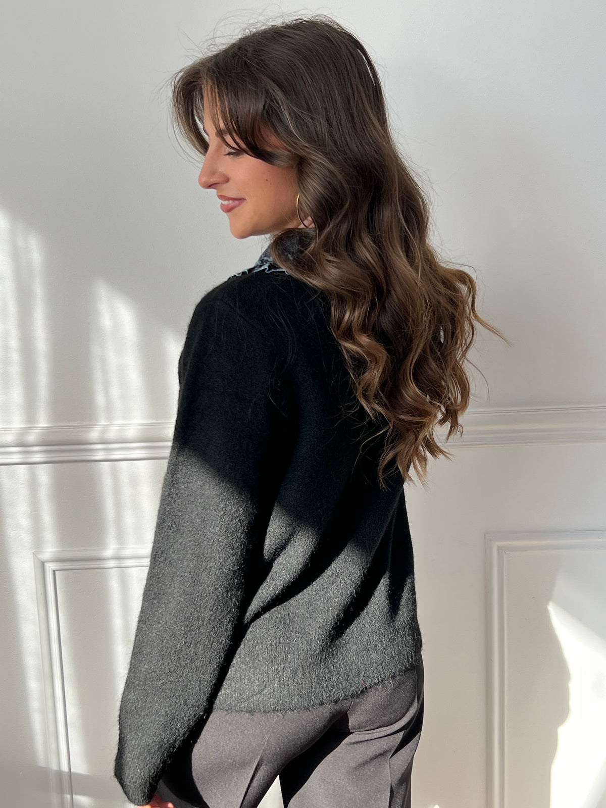 Découvrez notre gilet noir Alba au col chemise effet jean, parfait pour un look casual chic ! Avec ses manches longues et ses 2 poches pratiques, il vous accompagnera partout. Les boutons sur la longueur ajoutent une touche de style supplémentaire. Optez pour l'élégance et le confort avec ce gilet unique !