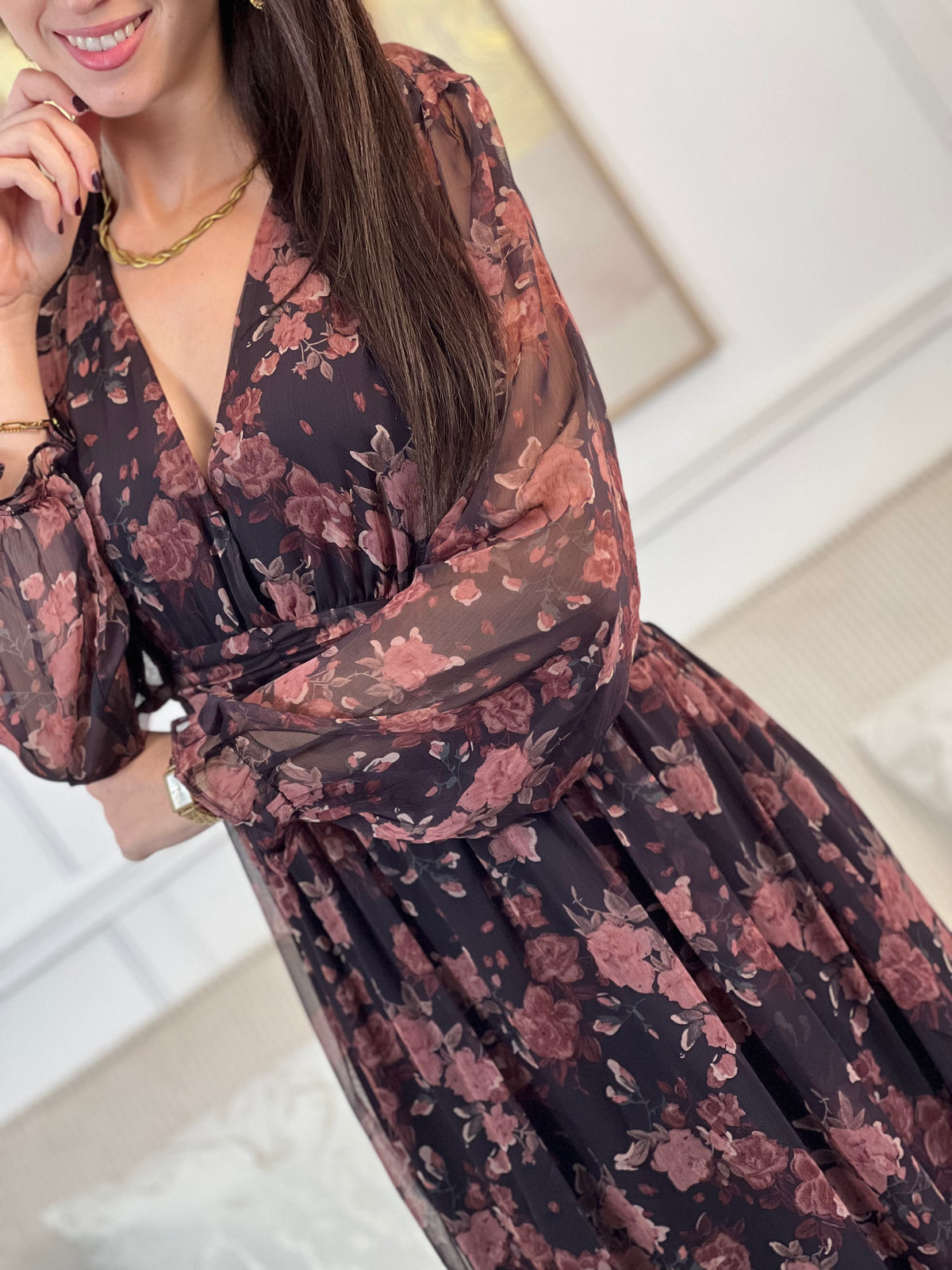 Patterned long dress: Blandine