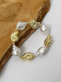 Armband rohweiß und goldfarben: Lyro