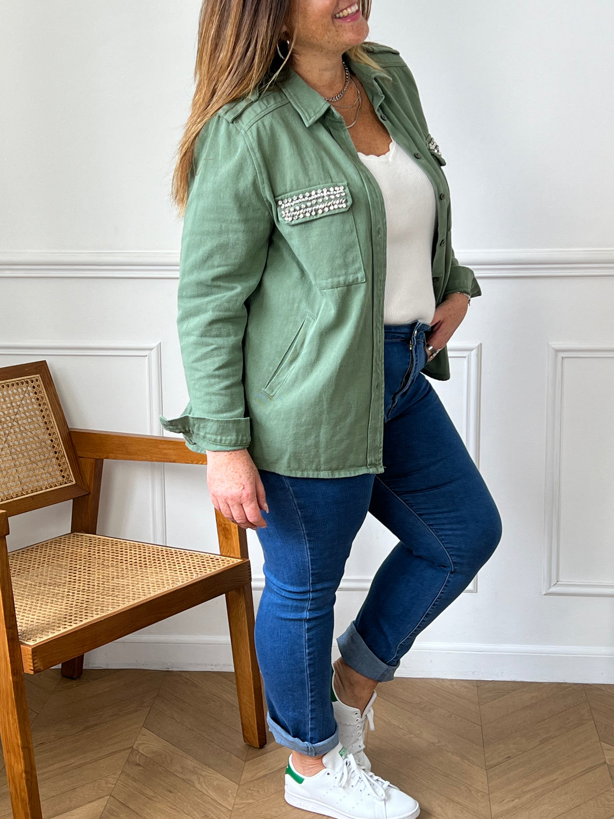 Khaki plus size jacket: Misha
