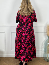 Robe longue noire et rose : Kamelia
