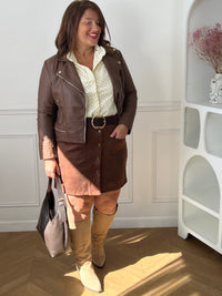 Jupe courte marron grande taille : Mely