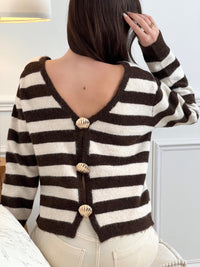 Pull marron et beige dos nu : Elwen