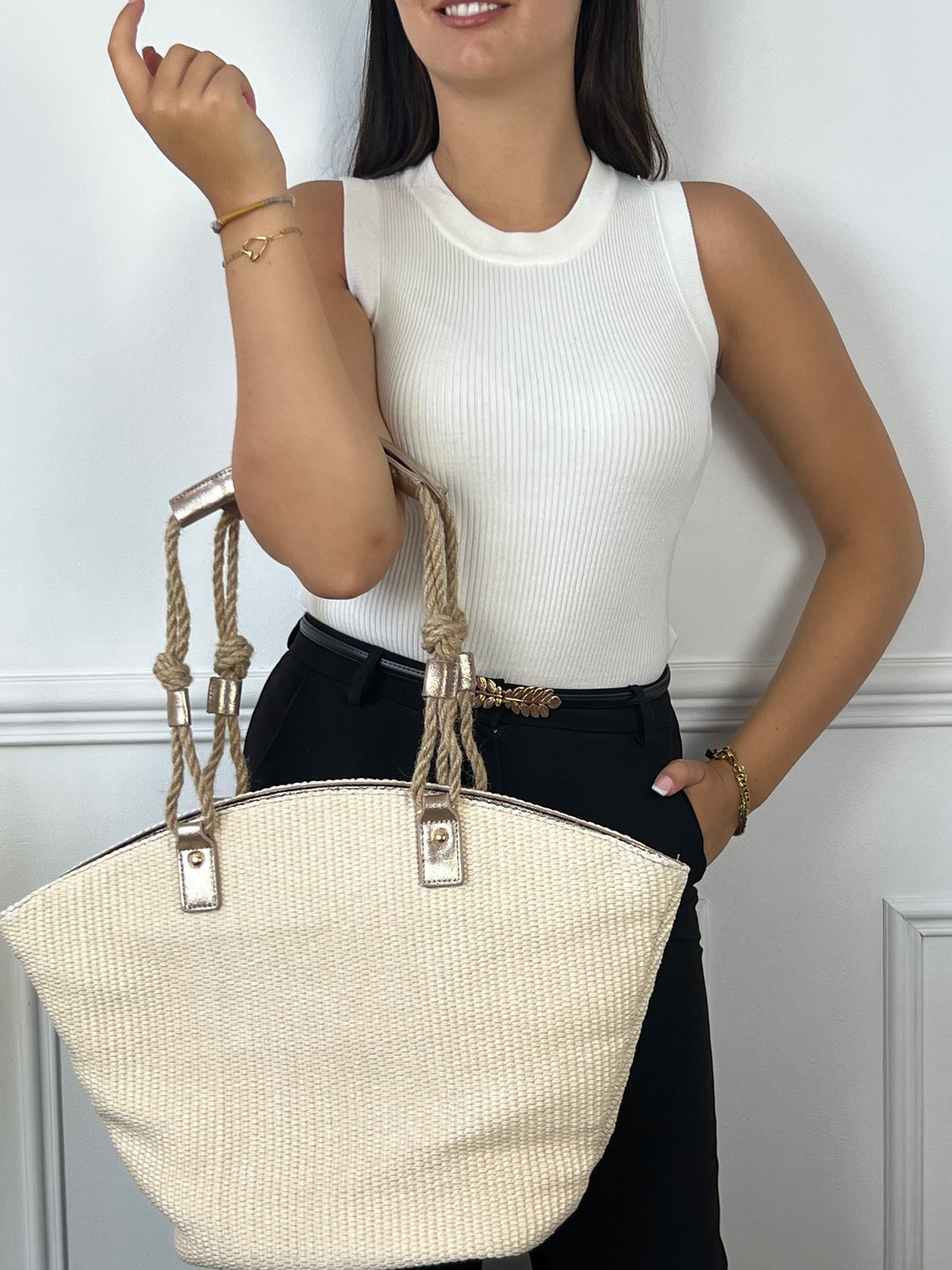 Beige Strandtasche: Lize