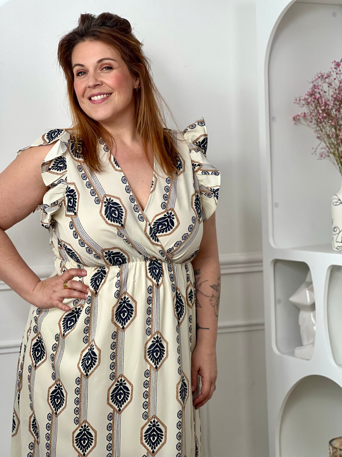 Gemustertes Maxikleid in Großer Größe: Aloisa