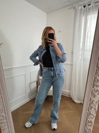 Light blue denim jacket: Mya