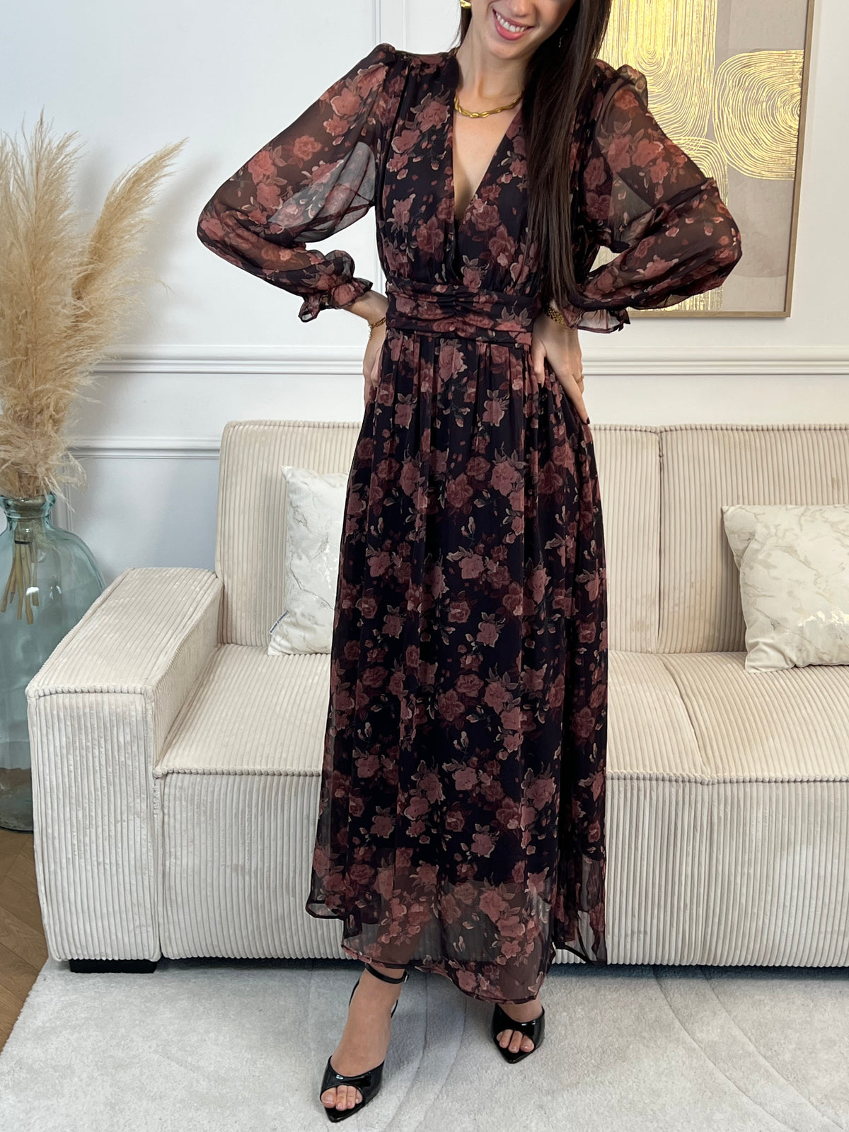 Patterned long dress: Blandine