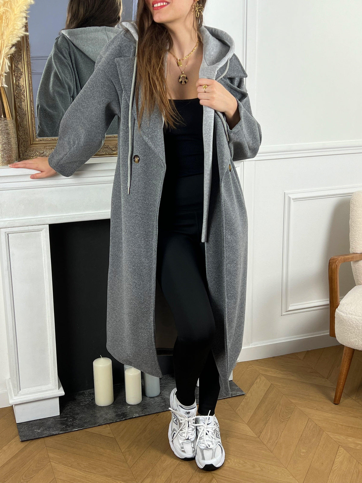 Legging polaire noir femme Legging taille haute Slim Intérieur polaire Couleur : noir, polaire écru  Composition : 78% Polyamide, 22% Elasthanne / doublure : 90% Polyester, 10% Elasthanne