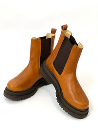 Bottines Chelsea camel pieds larges : Mila