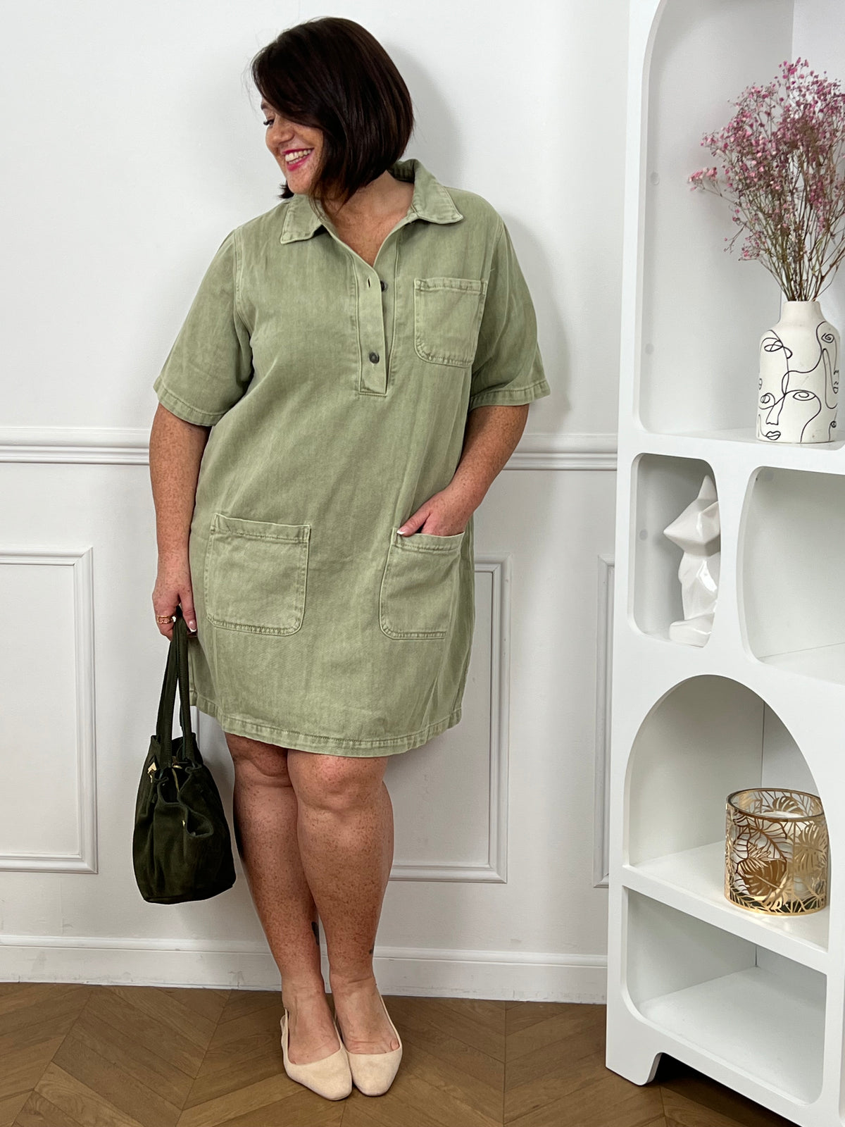 Robe courte kaki : Inola