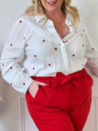 Chemise écrue et rouge : Sania