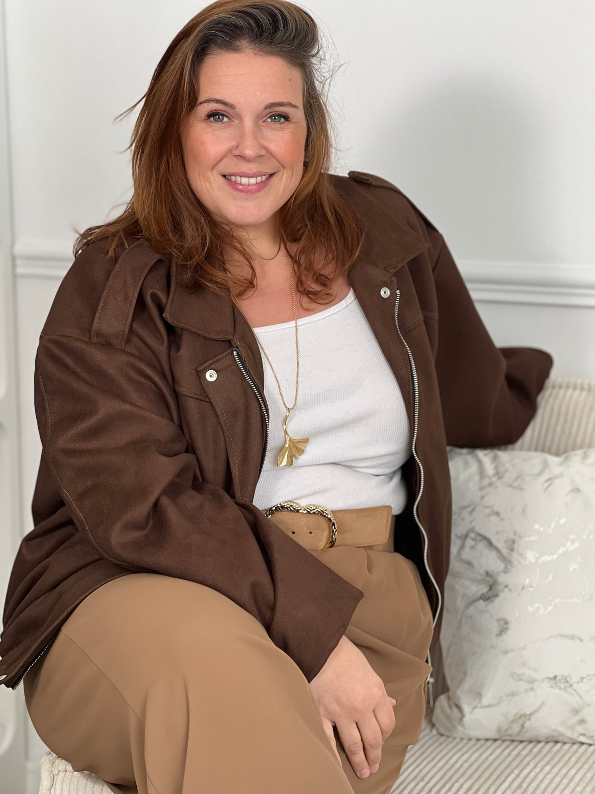 Veste bombers marron grande taille : Diane