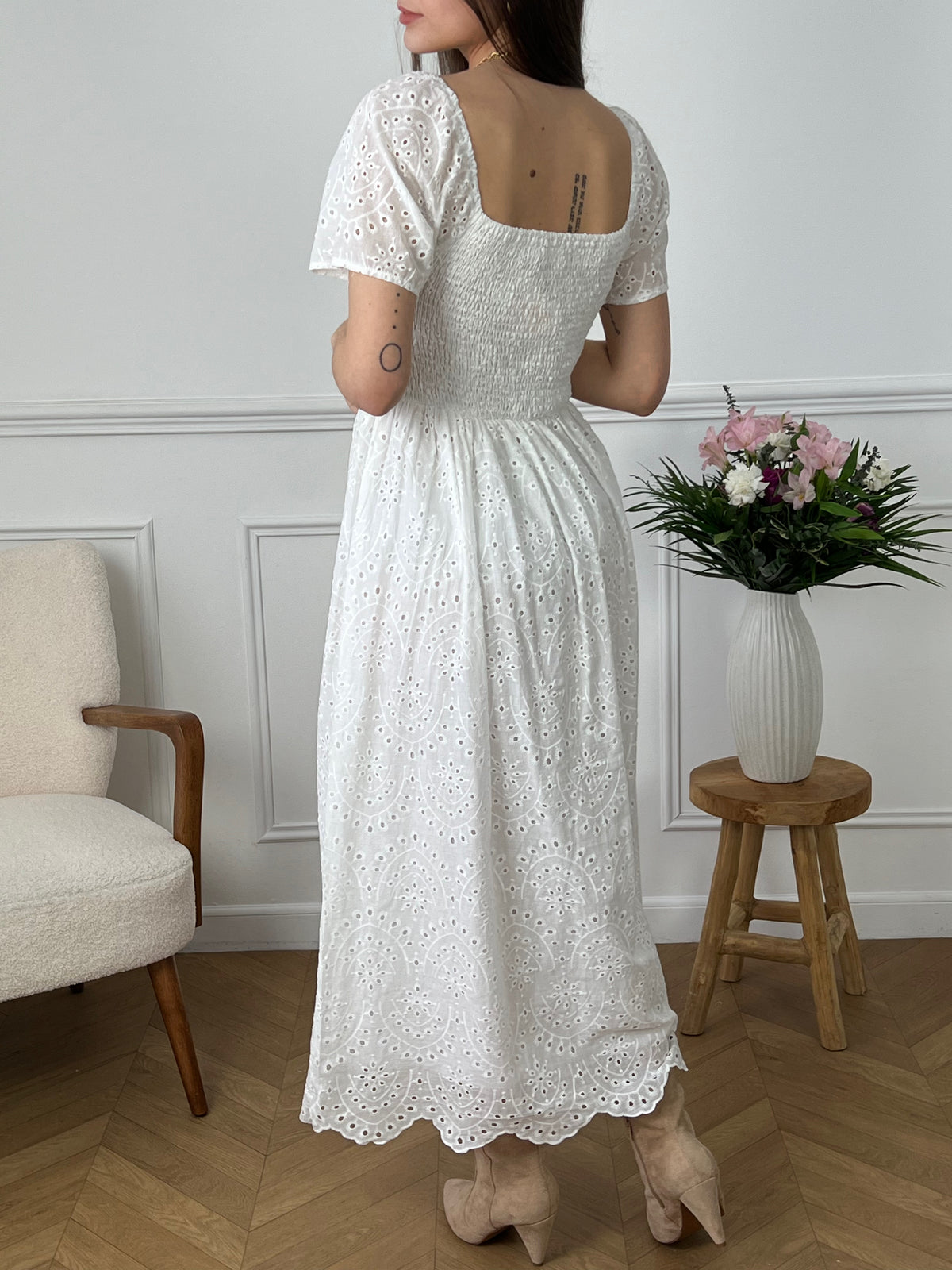 Ecru bohemian long dress: Lyam