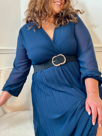 Robe plissée bleu marine : Ophelie Curve