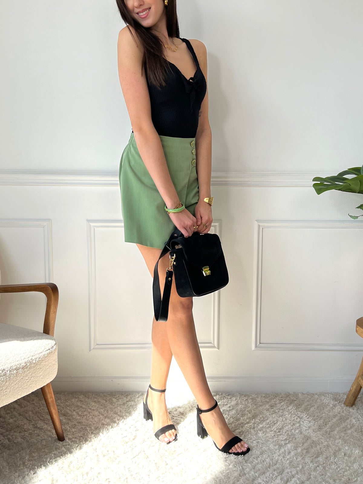 Jupe short verte : Soraya