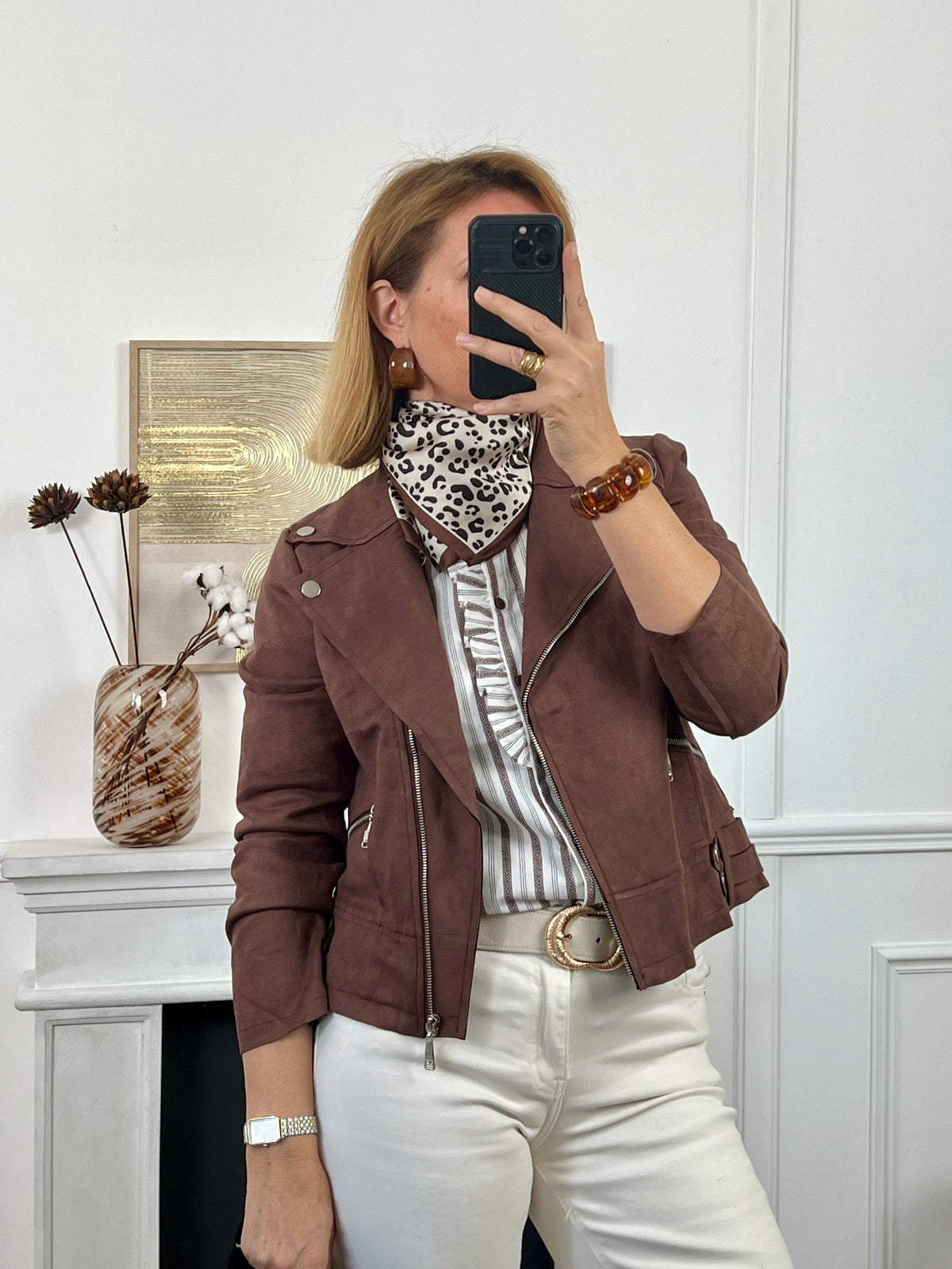 Ecru patterned shirt: Capucine