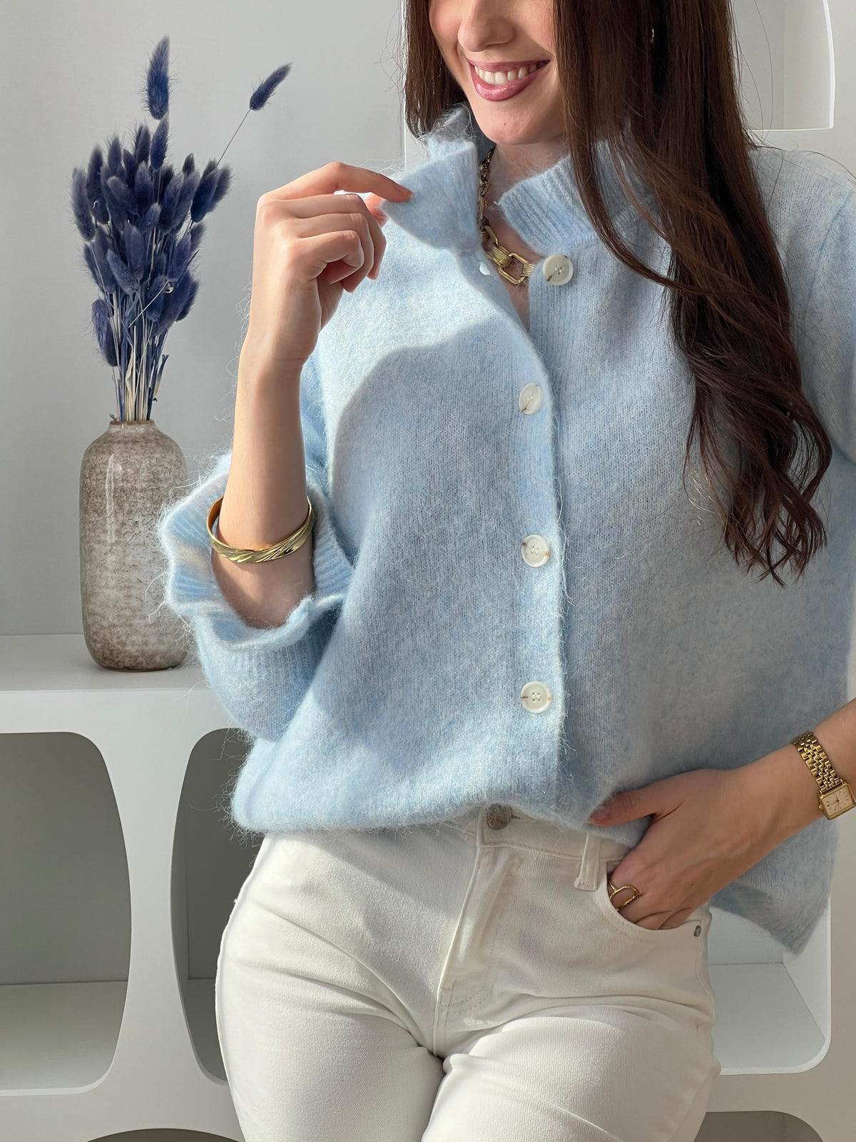 Blauer Wollweste: Marguerite