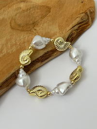 Armband rohweiß und goldfarben: Lyro