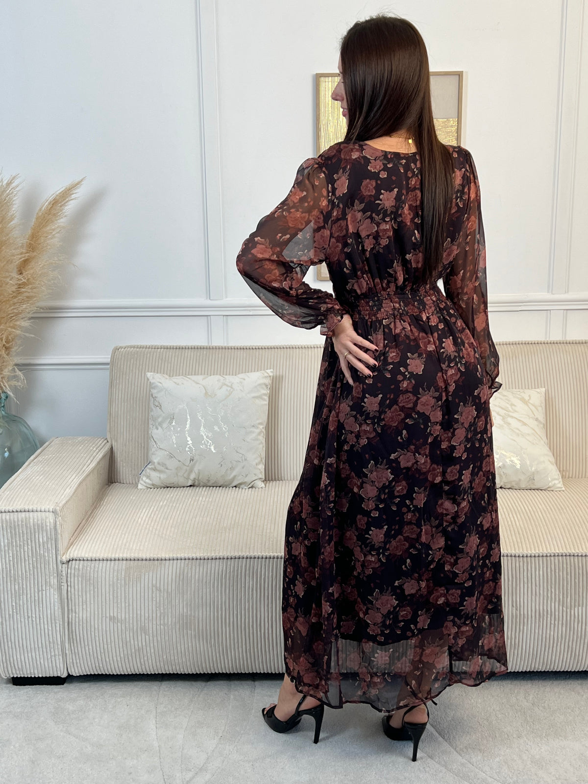 Patterned long dress: Blandine