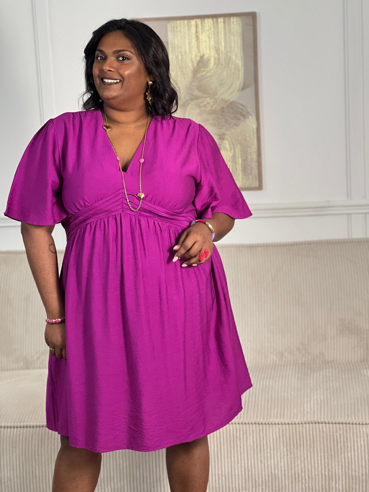 Robe courte violette grande taille : Kyra