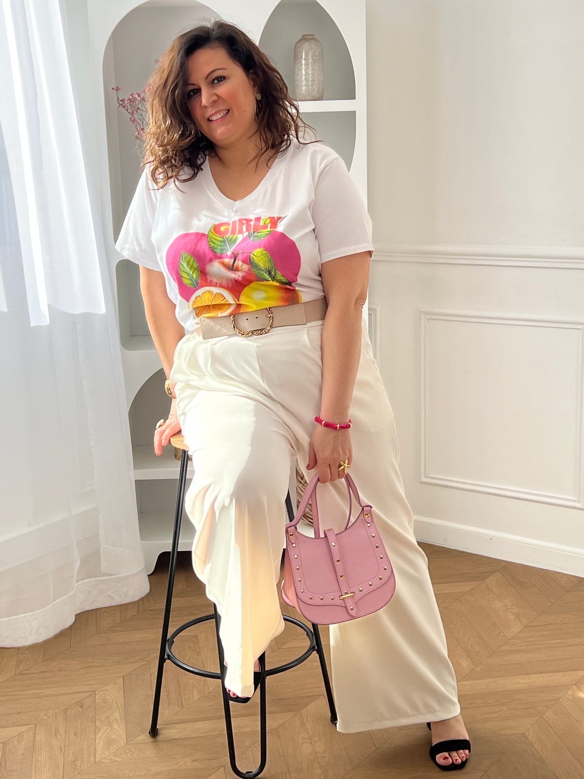 Ecru oversized T-shirt: Girly