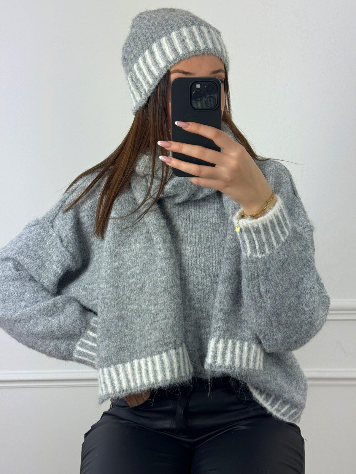 Ensemble bonnet et écharpe gris : Lysa - Loïcia