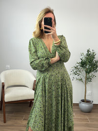 Robe longue verte à motifs : Elvalia