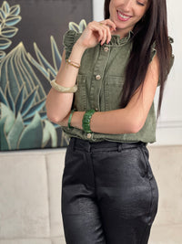 Veste en jean kaki sans manches : Clovis