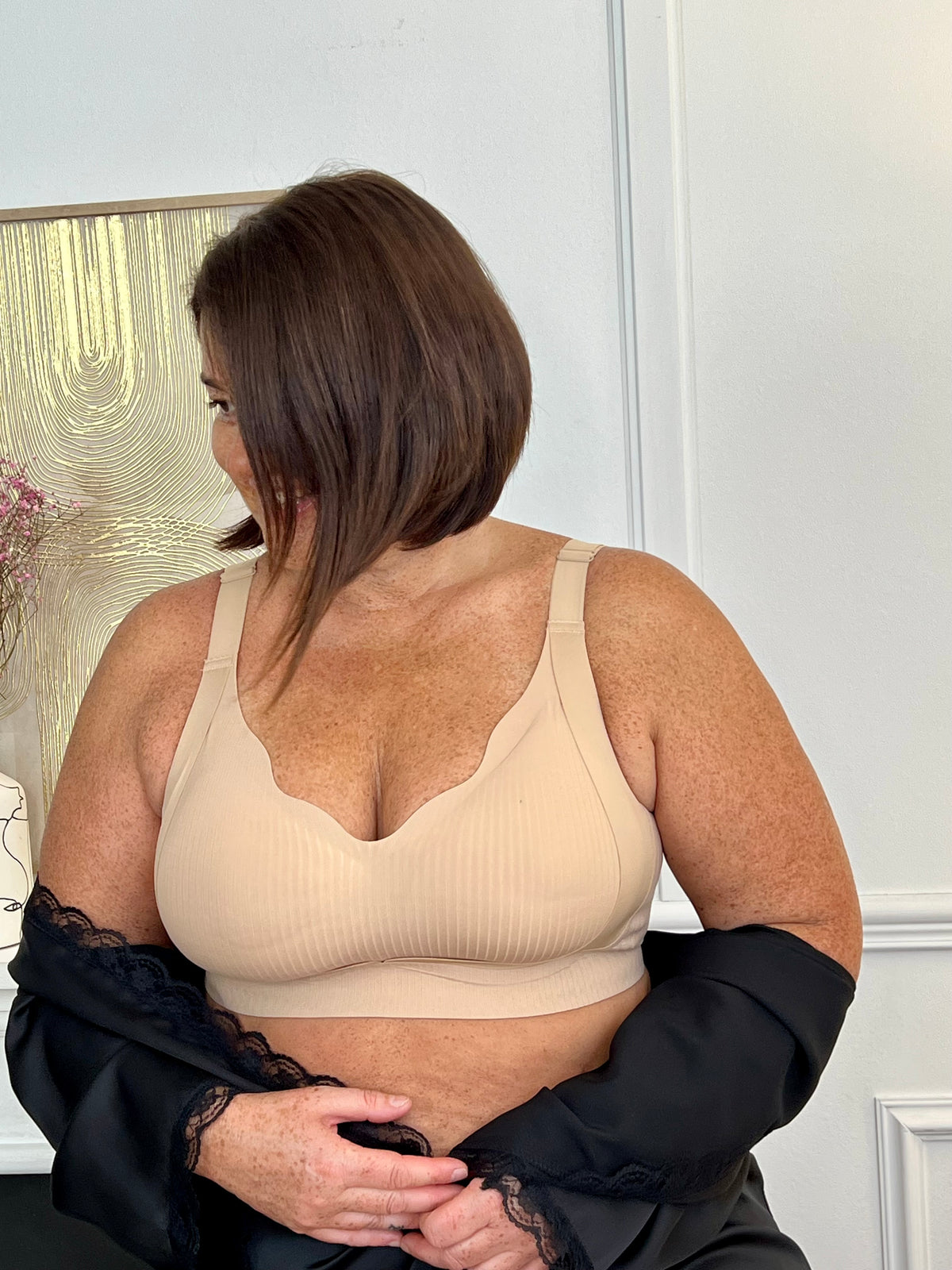 Soutien-Gorge nude festonné grande taille : Nolia
