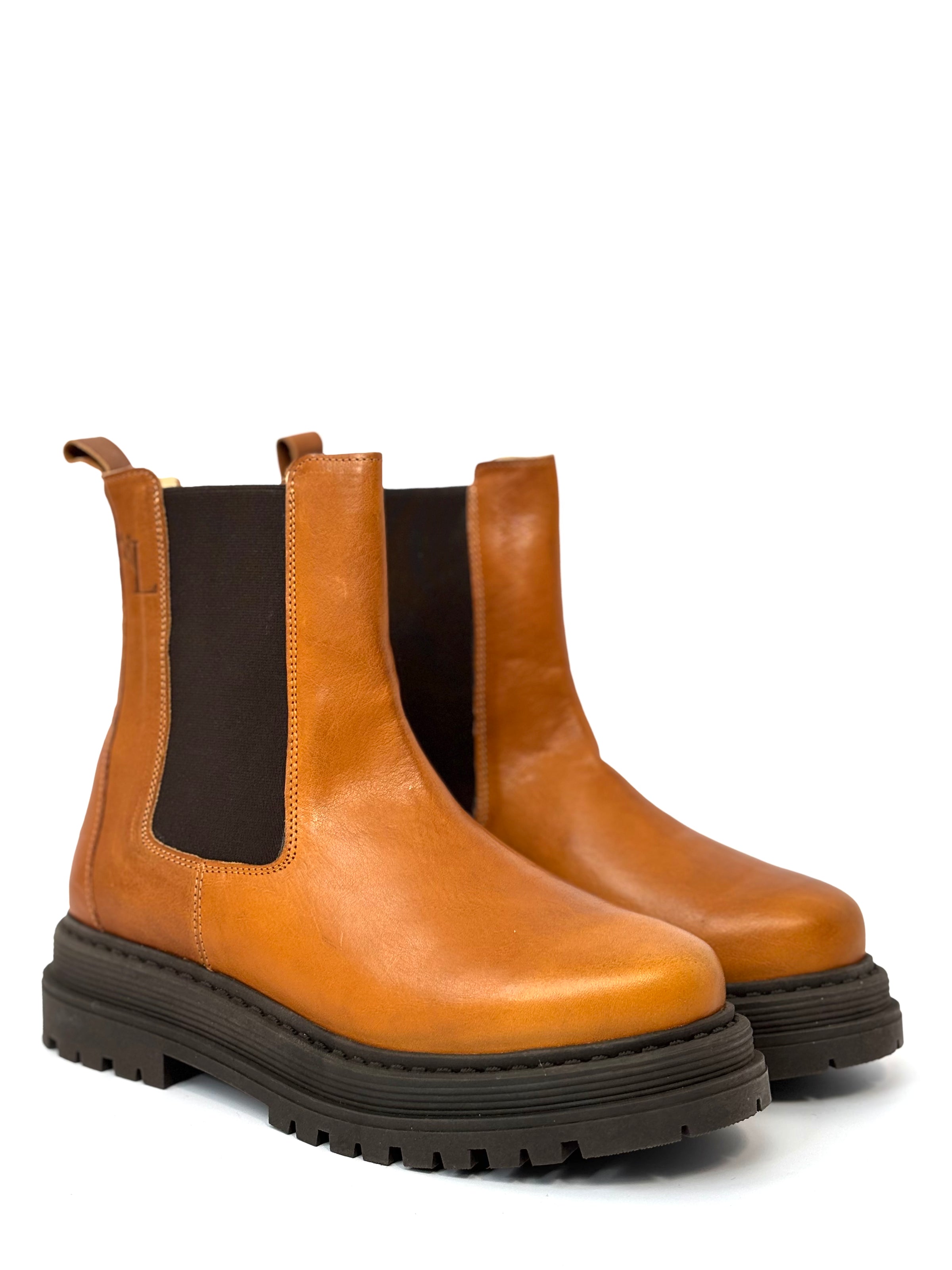 Bottines Chelsea camel pieds larges : Mila