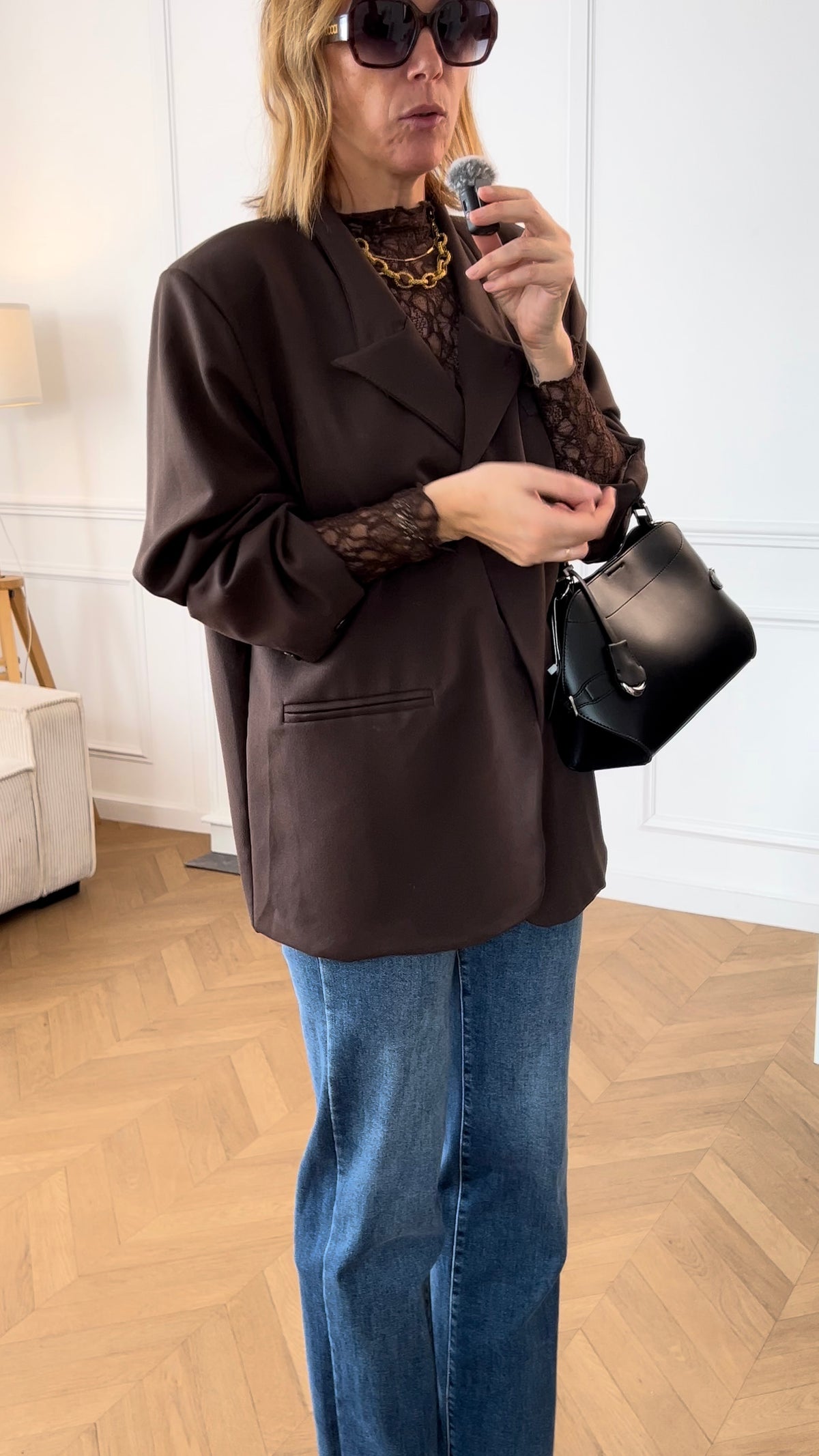 Top marron en dentelle : Gaelle
