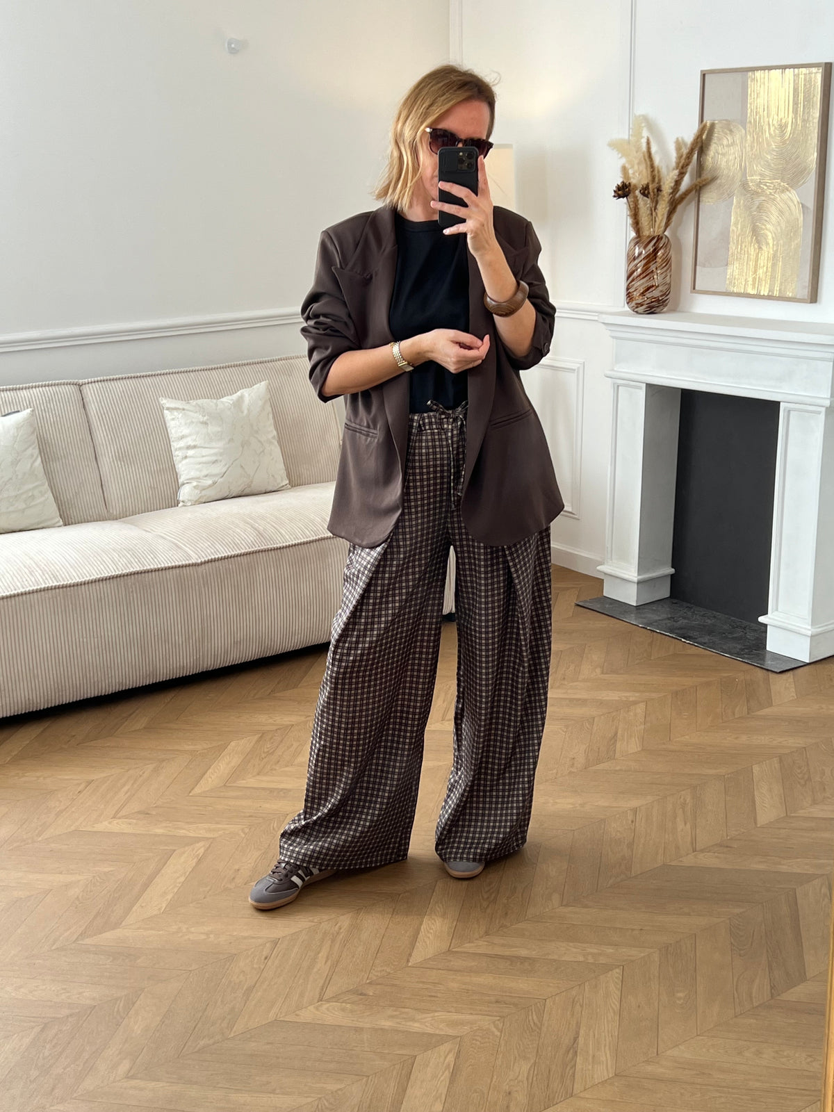 Pantalon Tall noir et camel à carreaux : Edme