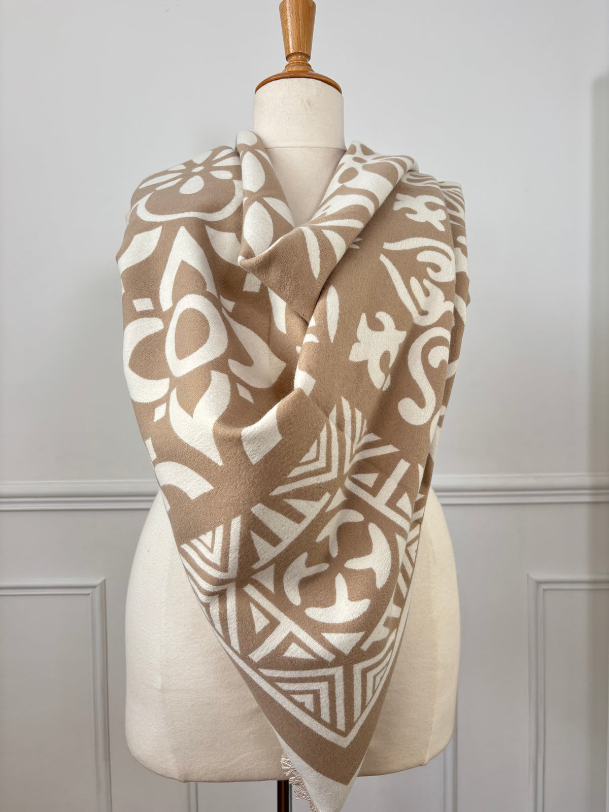 Écharpe bandana taupe et beige : Carly