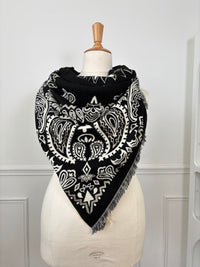 Écharpe bandana noire et écrue : Ilda