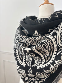 Écharpe bandana noire et écrue : Ilda