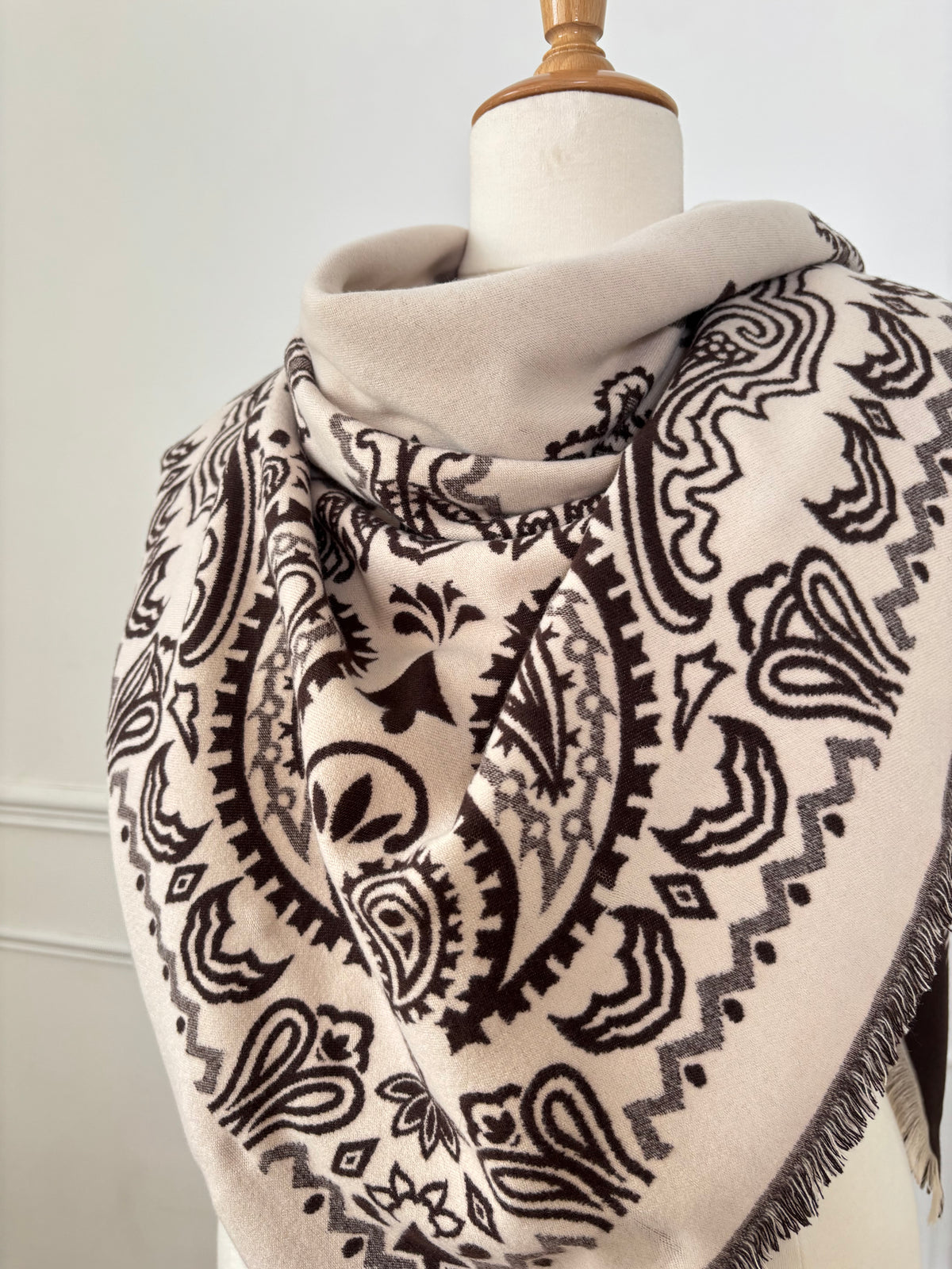 Écharpe bandana marron et beige : Ilda