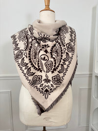Écharpe bandana marron et beige : Ilda
