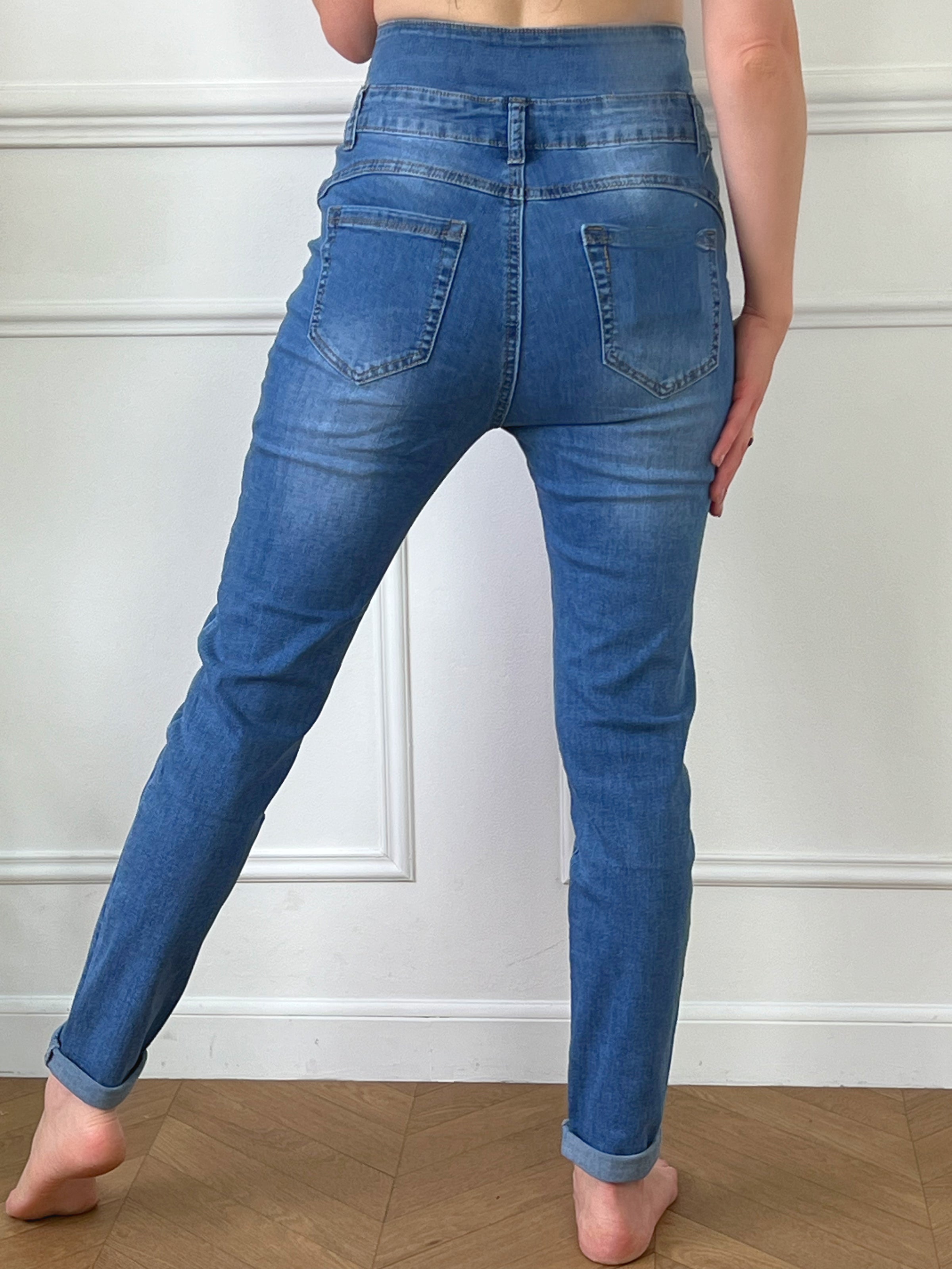 Jean bleu gainant taille haute : Ethan - Loïcia