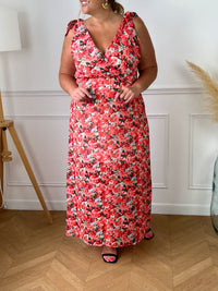 Robe rouge à motif floral : Melane - Loïcia