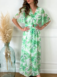 Robe longue verte et blanche : Sumeya - Loïcia
