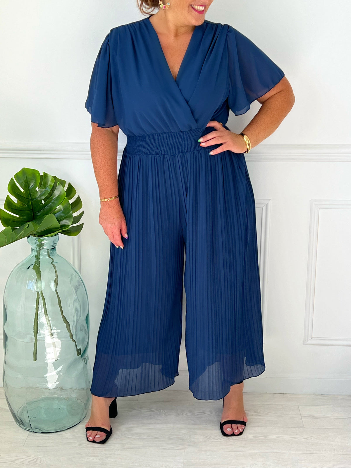 Combinaison fluide bleu marine grande taille : Ophelie