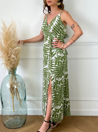Robe longue kaki à motif : Imia - Loïcia
