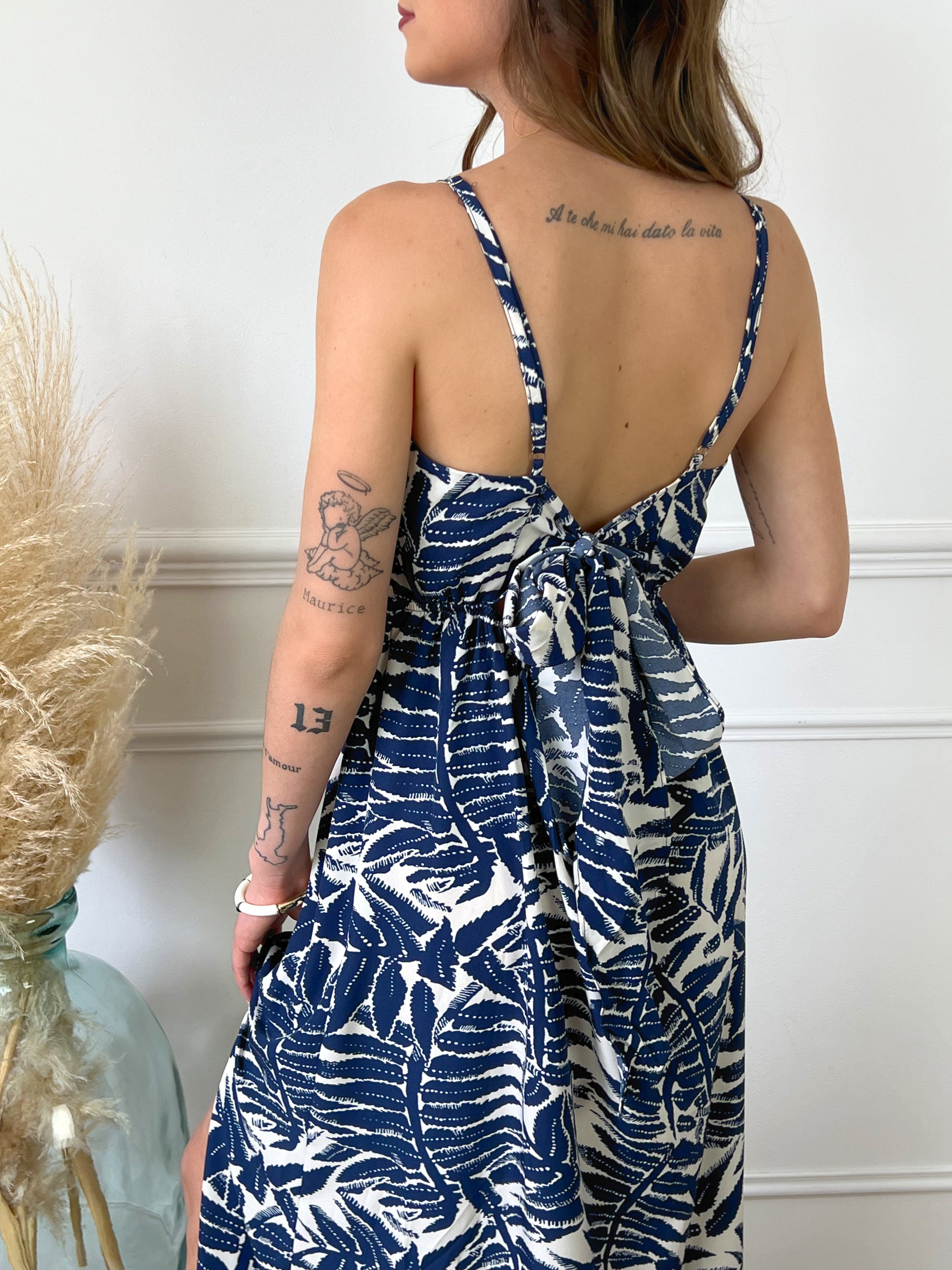 Robe longue bleue à motif : Imia - Loïcia