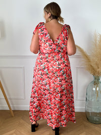 Robe rouge à motif floral : Melane - Loïcia