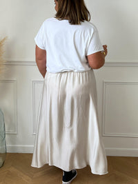 Jupe longue satin beige : Anela - Loïcia