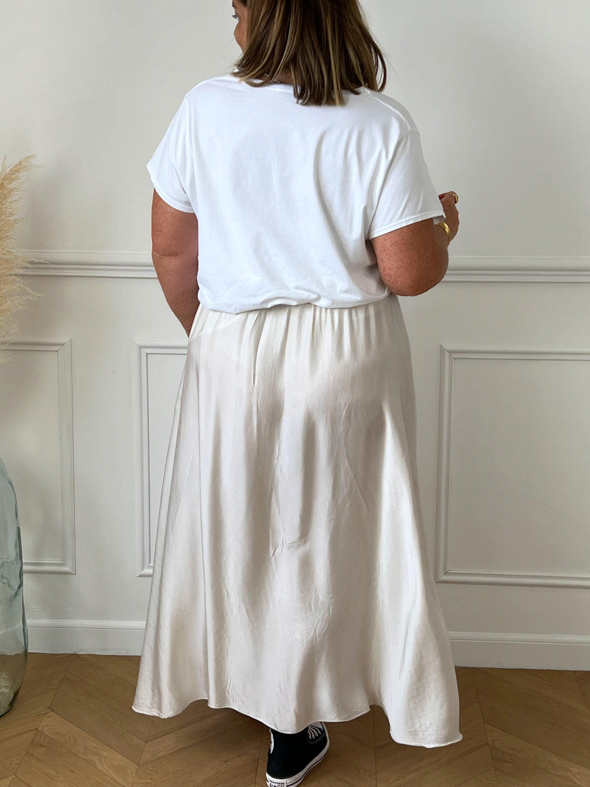 Jupe longue satin beige : Anela - Loïcia