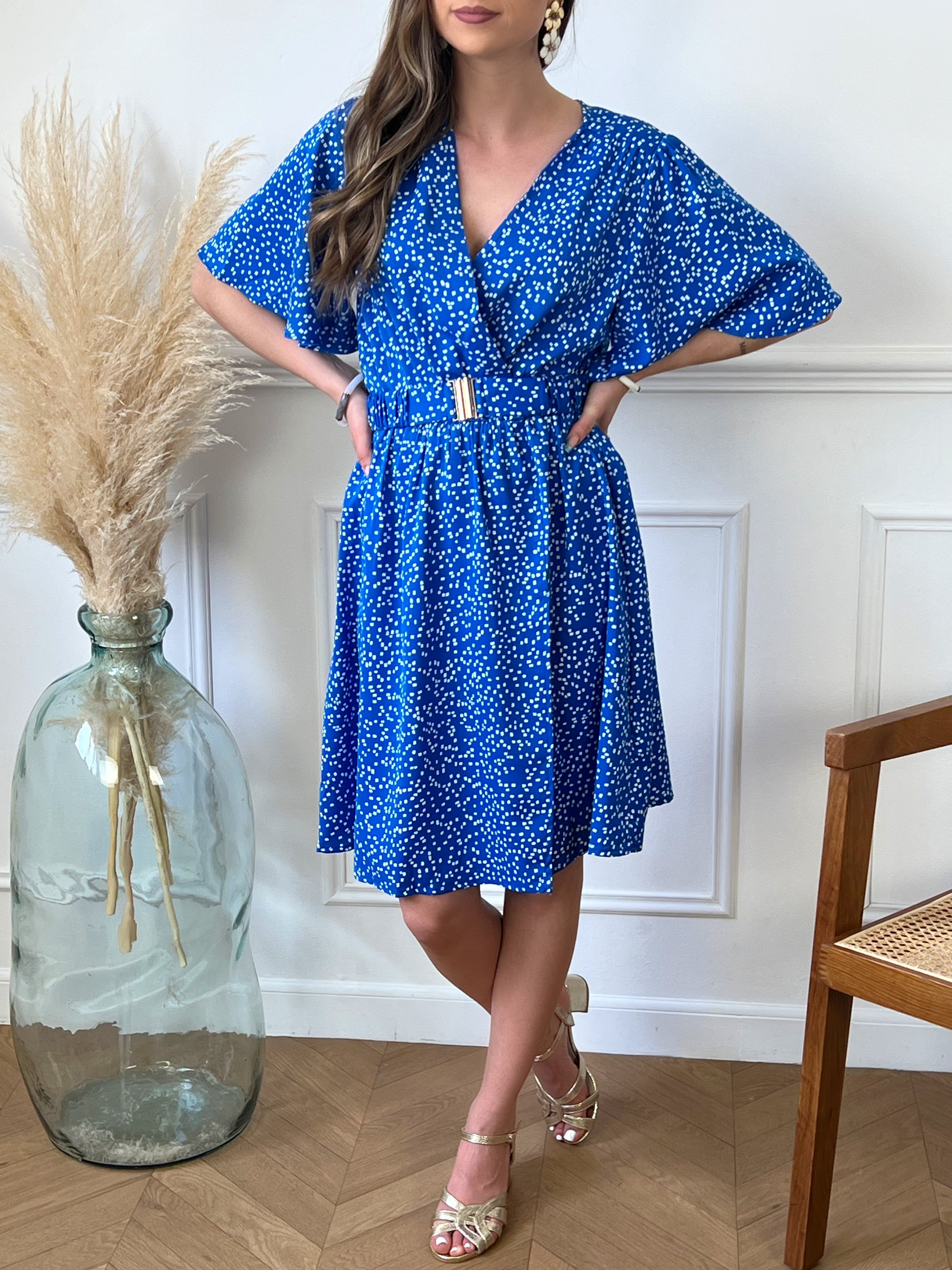 Robe bleue à pois : Louina - Loïcia